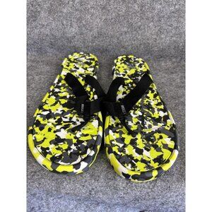 REI Sandals Mens Size 13 Camo Flip Flops Black Neon Green Recycled